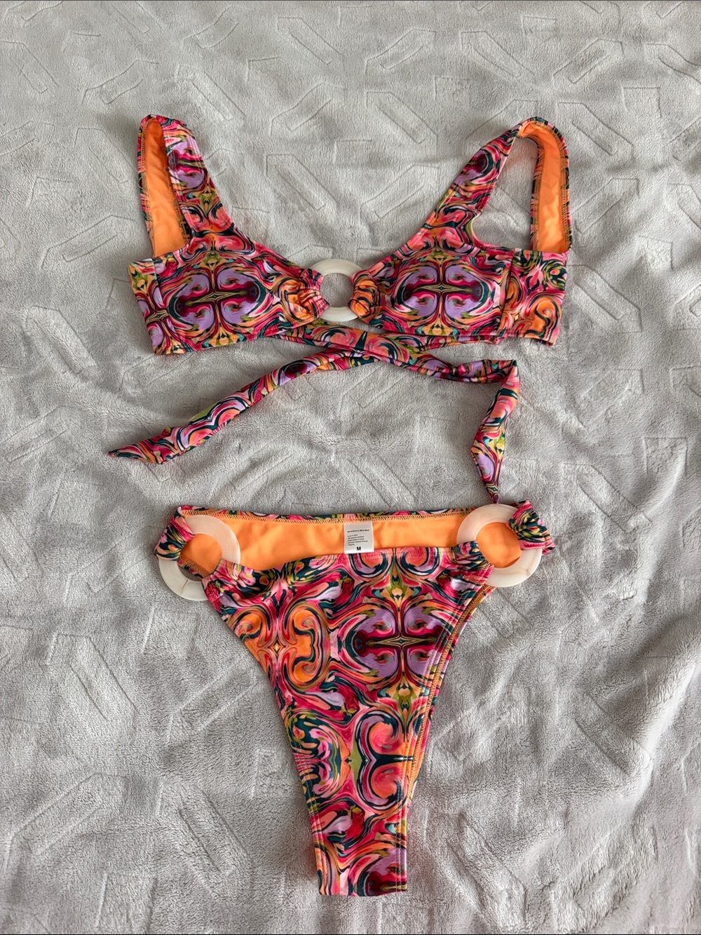 Strawberry Milk Mob Women's Multicolor Swirl Bikini - Pink & Orange Accents
